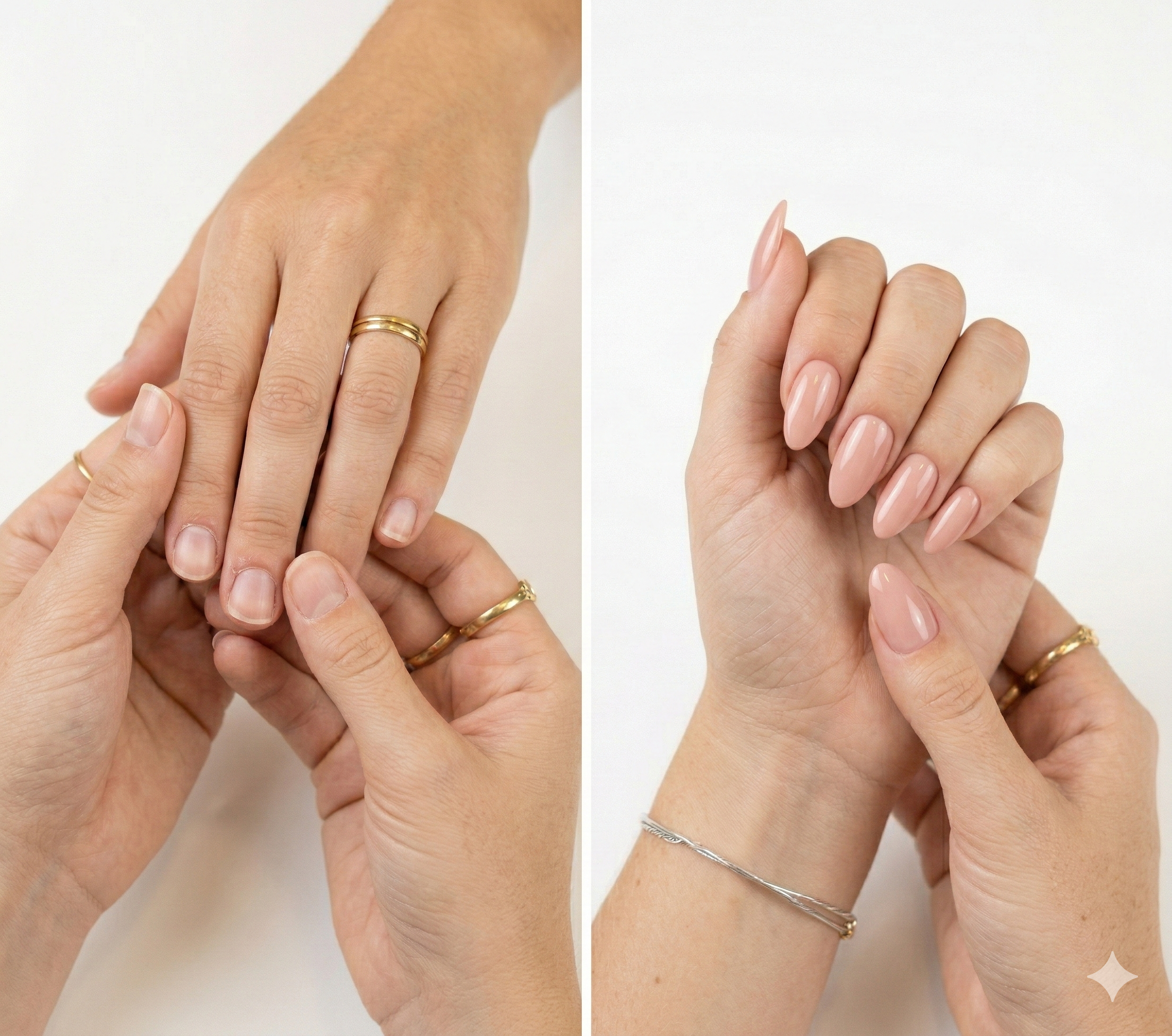 Antes e depois - almond nude pink